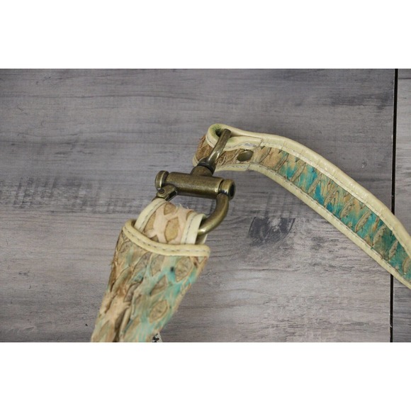 Babee D by Dayme Weaved Leather Shoulder Bag Purse with Buckle Turquoise - Picture 6 of 11